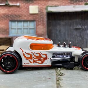 Loose Hot Wheels Mod Rod Hot Rod Dressed in White and Orange with Flames