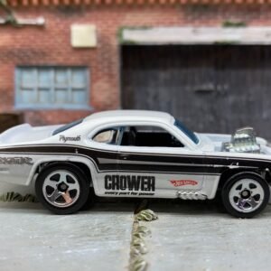 Loose Hot Wheels Plymouth Duster Dressed in Crower Cams Satin White and Black