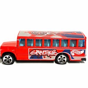 Loose Hot Wheels - School Bus - Red, Silver and Blue Hot Wheels