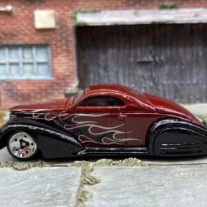 Loose Hot Wheels - Swoop Coupe - Dark Red and Black with Flames