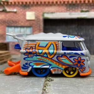 Loose Hot Wheels - VW Volkswagen Kool Kombi - Gray and Orange Peace Sign