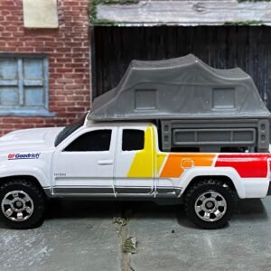 Loose Matchbox - Toyota Tacoma Tent Camper - White, Red and Yellow