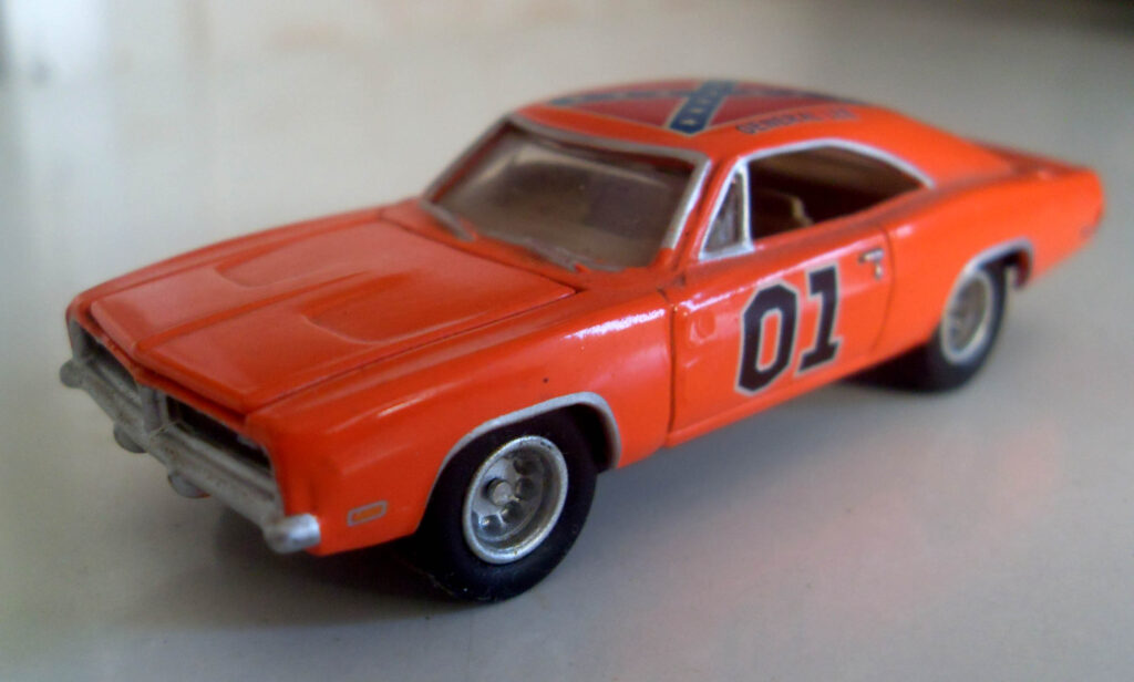 Real photo of a General Lee diecast model car
